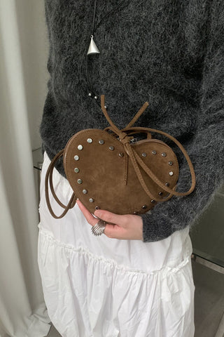 Studded Heart Shape Crossbody Bag