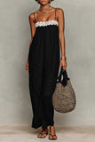 Floral Trim Spaghetti Strap Dress