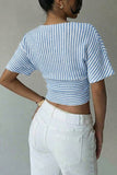 Striped Wrap-Front T-Shirt