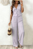 Lace-Up Sleeveless Wide-Leg Set