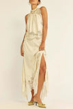 Elegant Lace Trim Skirt Set