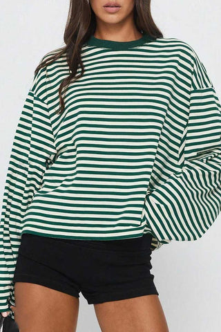 Striped Long Sleeve Crew Neck T-Shirt