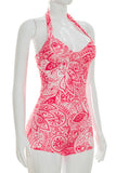 Snake Print Halter Bodycon Mini Short Set