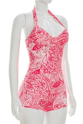 Snake Print Halter Bodycon Mini Short Set