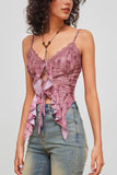 Tie-Front Ruffle Lace Trim Cami