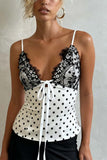 Lace-Trim Polka Dot Cami Top