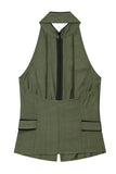 Zipper Front Double-Breasted Tank Top