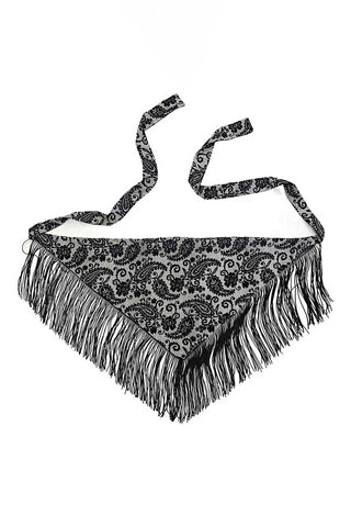 Paisley Print Fringe Tie Waist Wrap