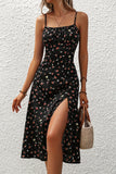 Polka Dot Midi Dress with Side Slit