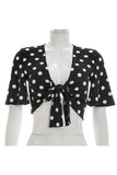 Tie-Front Polka Dot Crop Top