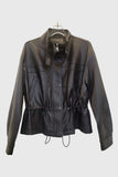 Drawstring Waist Faux Leather Jacket