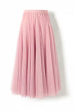 Sheer Tulle High-Waist A-Line Midi Skirt