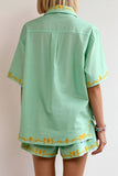 Patterned Shirt and Shorts Set