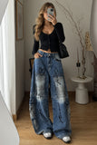 Script Print Cargo Pocket Baggy Jeans