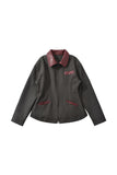 Contrast Collar Zip-Front Structured Jacket