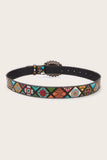 Geometric Print Beaded Edge Belt