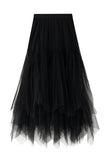 Tiered Tulle Ruffle A-Line Midi Skirt