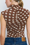 Polka Dot Ruched Mock Neck Tank