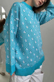 Bird Motif Crew Neck Knit Sweater