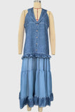 Halter Sheer Panel Maxi Dress