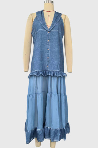 Halter Sheer Panel Maxi Dress