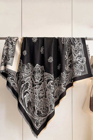 Paisley Print Fringed Square Scarf