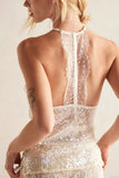 Sequin Lace Halter Tank Top