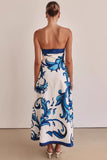 Strapless Printed Midi Vacation Dress