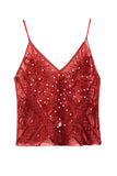Sequin Geometric Beaded V-Neck Cami