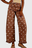 Polka Dot Ruffle Hem Baggy Jeans