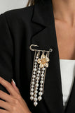 Floral Pendant Chain Brooch