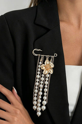 Floral Pendant Chain Brooch