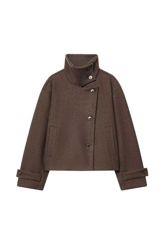 Stand-Collar Button-Front Jacket