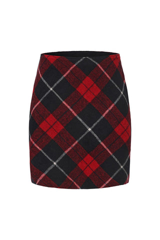 Plaid High-Waist Bodycon Midi Skirt