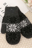Snowflake Knit Ribbed Cuff Mittens