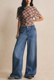 Sheer Plaid Flutter Sleeve Ruched Top