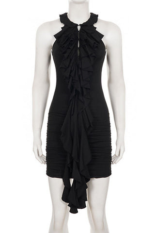 Ruffle Halter Pleated Dress
