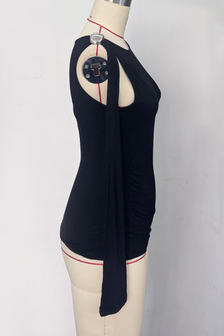 Asymmetrical Shoulder Ruched Top
