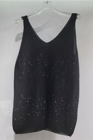 Sequin V-Neck Sleeveless Tank