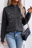 Zip-Front Mock Neck Knit Cardigan