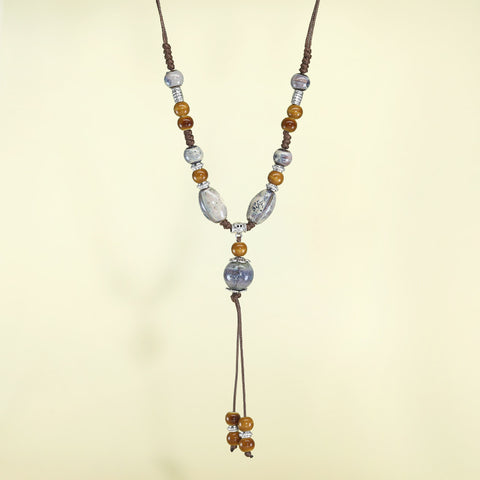 Braided Beaded Pendant Necklace