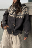 Fair Isle Hooded Toggle Cardigan