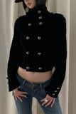 Double-Breasted Mock Neck Crop Jacket