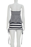 Strapless Striped Casual Dress