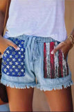 Star and Stripe Pocket Denim Shorts