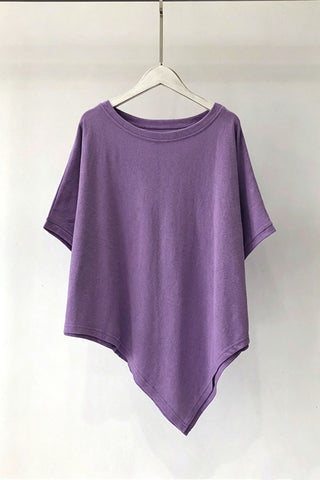 Asymmetrical Hem Crew Neck T-Shirt