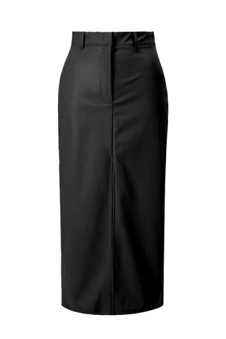 High-Waist Slit Faux Leather Maxi Skirt