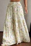 Floral Print Tiered Wide-Leg Pants