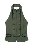 High-Neck Double-Breasted Tank Top