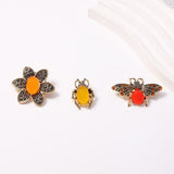 Flower Bee Beetle Brooch Set